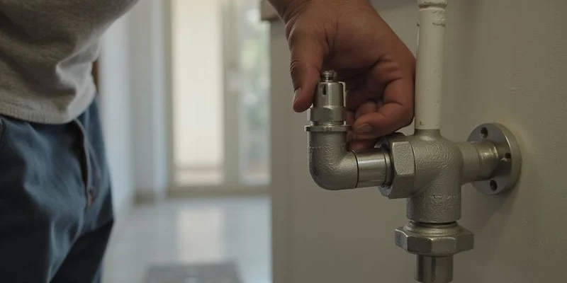 Compliant plumbing installation showing correctly installed isolation valves and backflow prevention devices