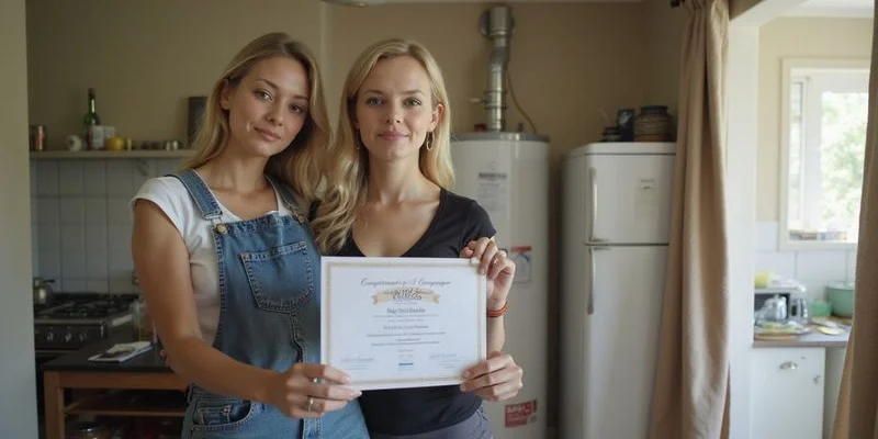 PIRB Certificate of Compliance document for a geyser installation in a South African residential property